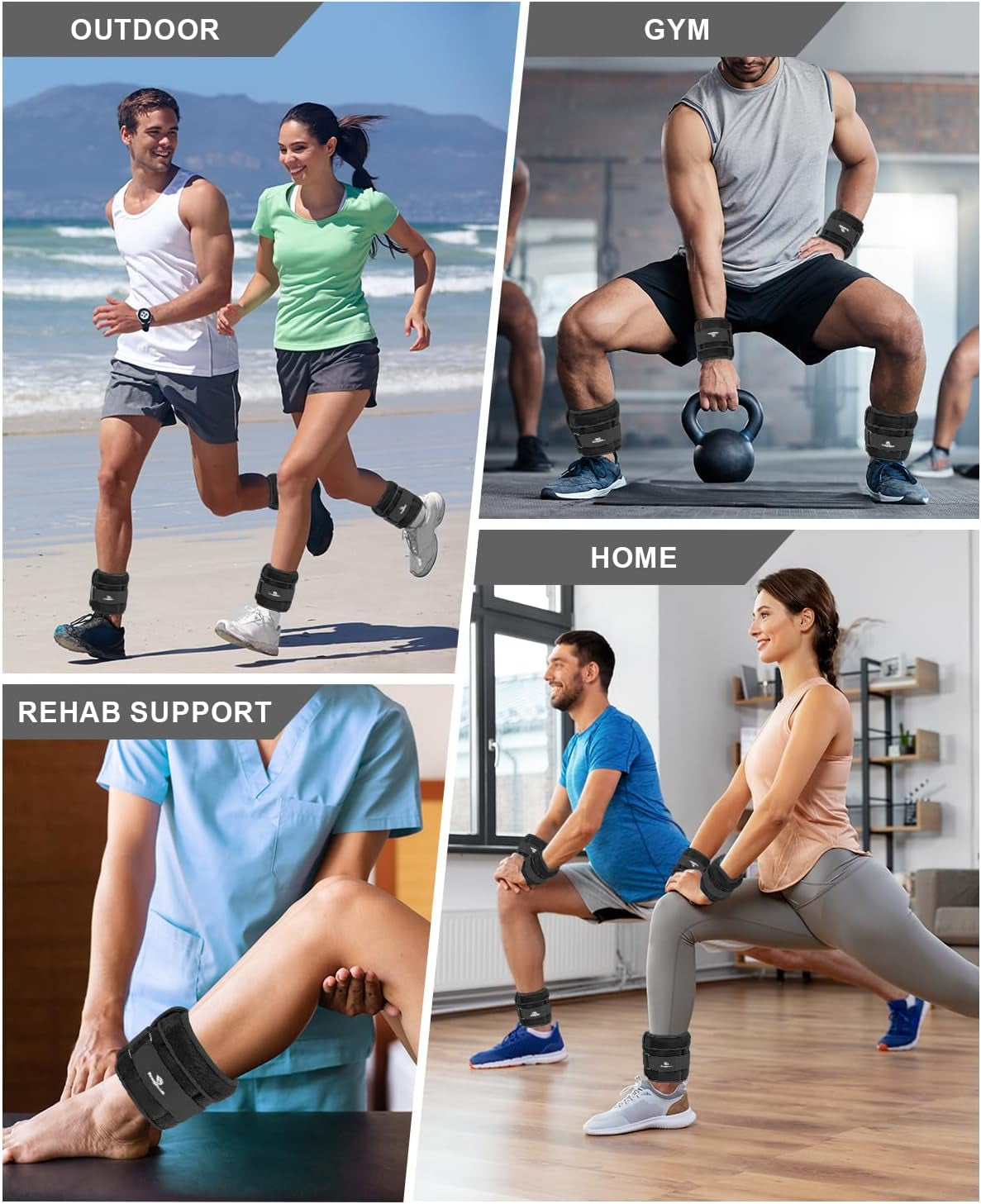 Adjustable Ankle Weights with Removable Weights - Perfect for Jogging, Gymnastics, Aerobics & Physical Therapy (1-20 LBS Pair)